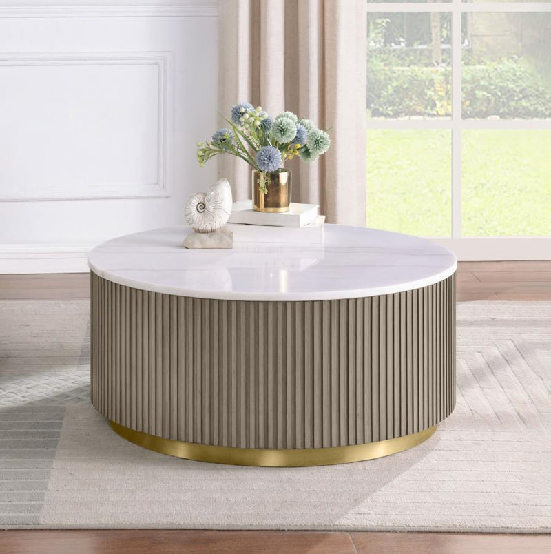 Jason Round White Marble Top Coffee Table