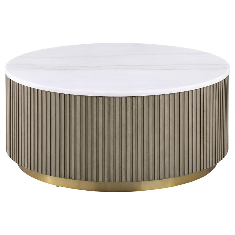 Jason Round White Marble Top Coffee Table
