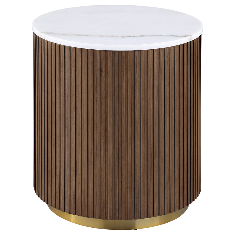 Jason 3-piece Round White Marble Coffee Table Set Greige