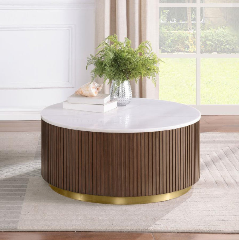 Jason Round White Marble Top Coffee Table