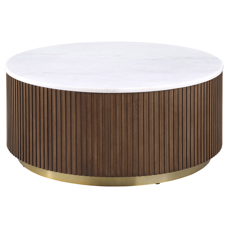 Jason 3-piece Round White Marble Coffee Table Set Greige