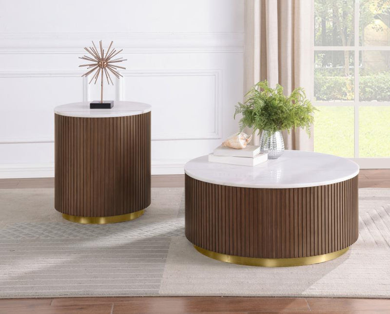 Jason Round White Marble Top Coffee Table