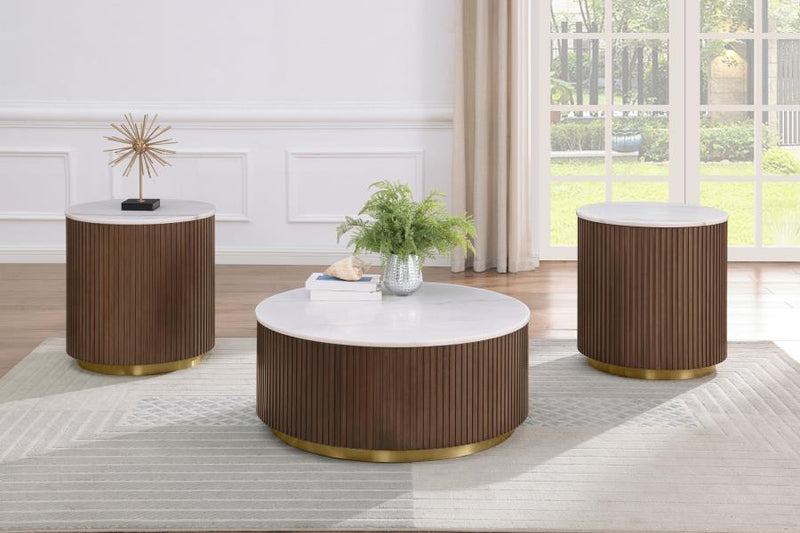 Jason Round White Marble Top Coffee Table