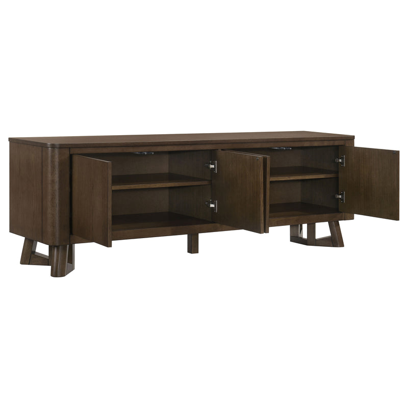 Mueble de TV/Consola multimedia Trotter de madera de 71 pulgadas con 4 puertas, color marrón