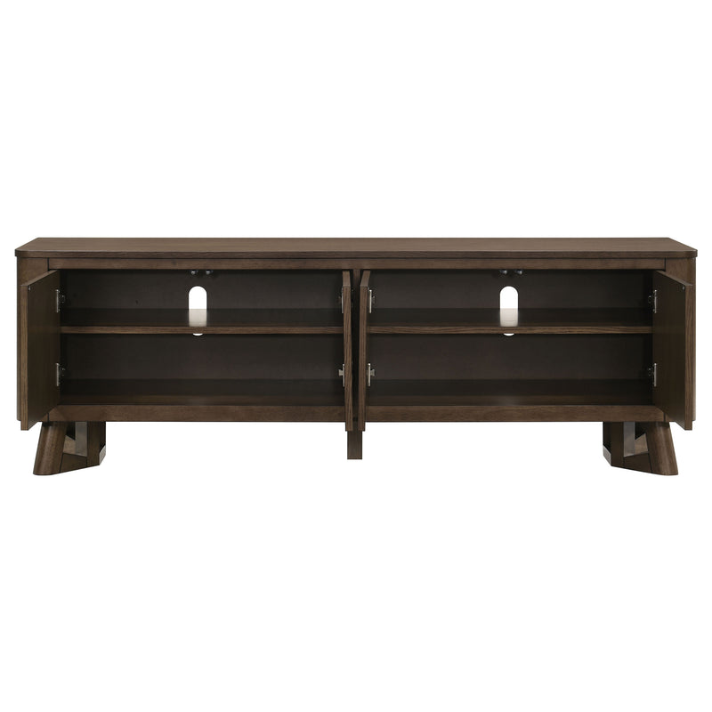 Mueble de TV/Consola multimedia Trotter de madera de 71 pulgadas con 4 puertas, color marrón