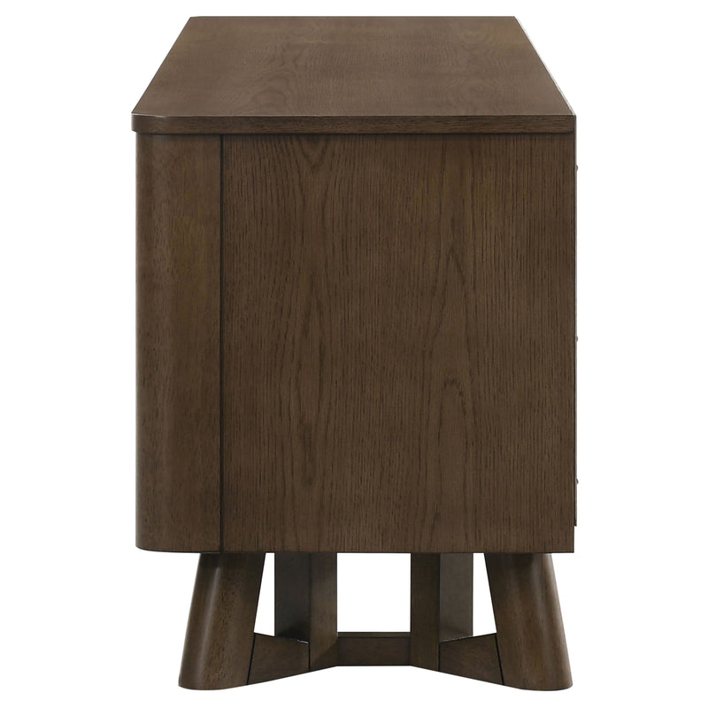 Mueble de TV/Consola multimedia Trotter de madera de 71 pulgadas con 4 puertas, color marrón
