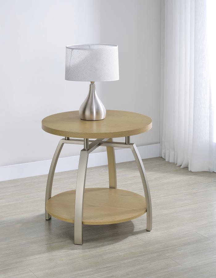 Dacre Round Engineered Wood Top Side End Table