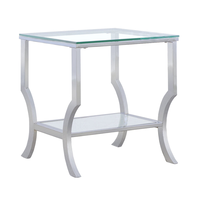 Mesa Auxiliar Saide Cuadrada con Tapa de Cristal Cromada