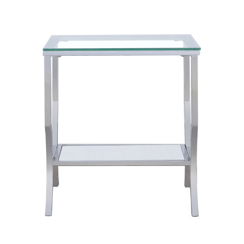 Mesa Auxiliar Saide Cuadrada con Tapa de Cristal Cromada