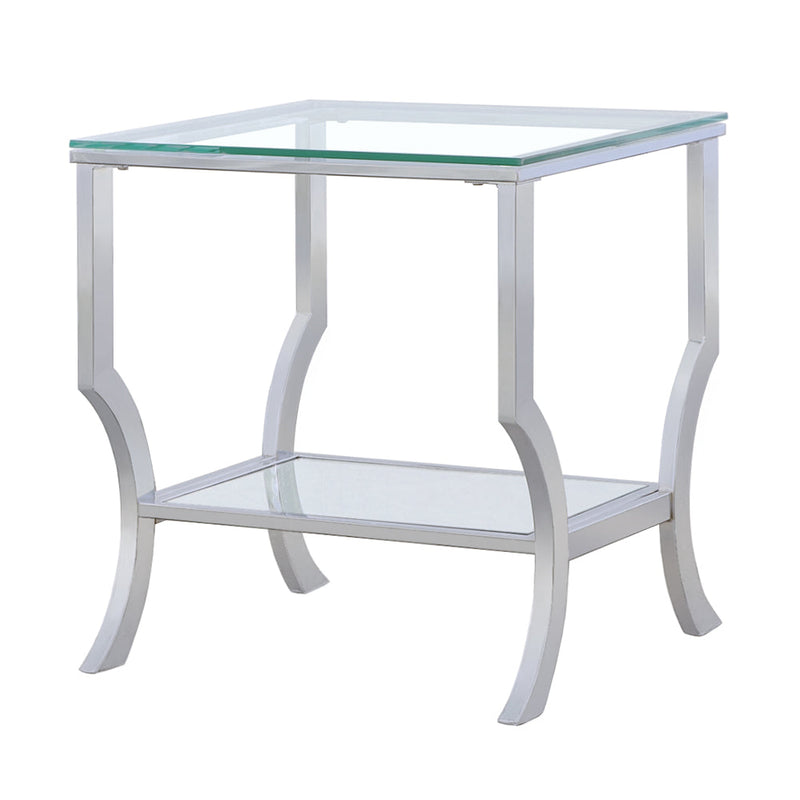 Mesa Auxiliar Saide Cuadrada con Tapa de Cristal Cromada