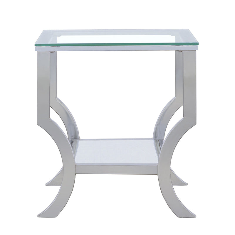 Mesa Auxiliar Saide Cuadrada con Tapa de Cristal Cromada