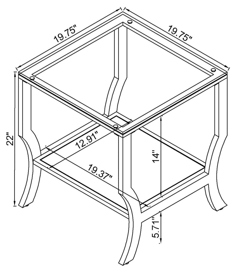 Mesa Auxiliar Saide Cuadrada con Tapa de Cristal Cromada