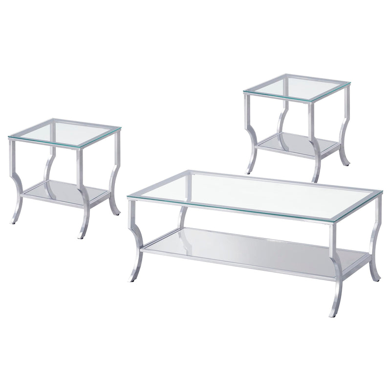 Saide Glass Top Coffee and End Table Set Chrome