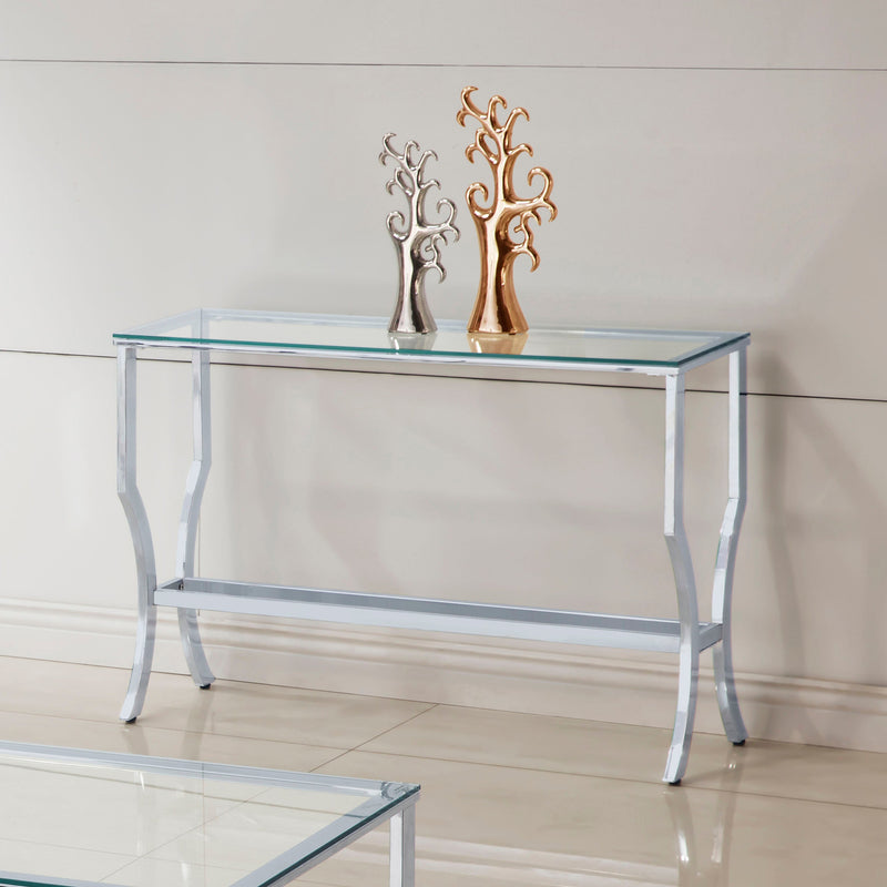 Mesa consola de entrada Saide rectangular con tapa de cristal cromada