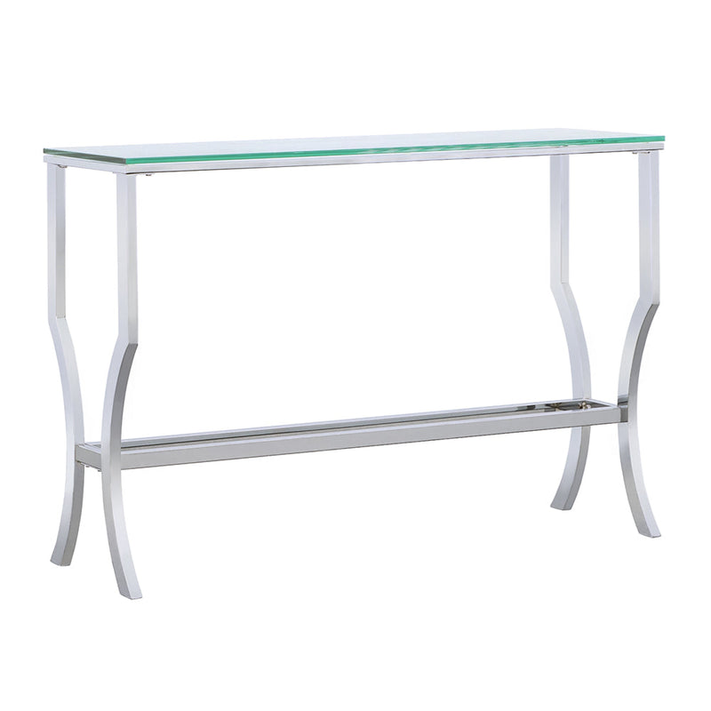 Mesa consola de entrada Saide rectangular con tapa de cristal cromada