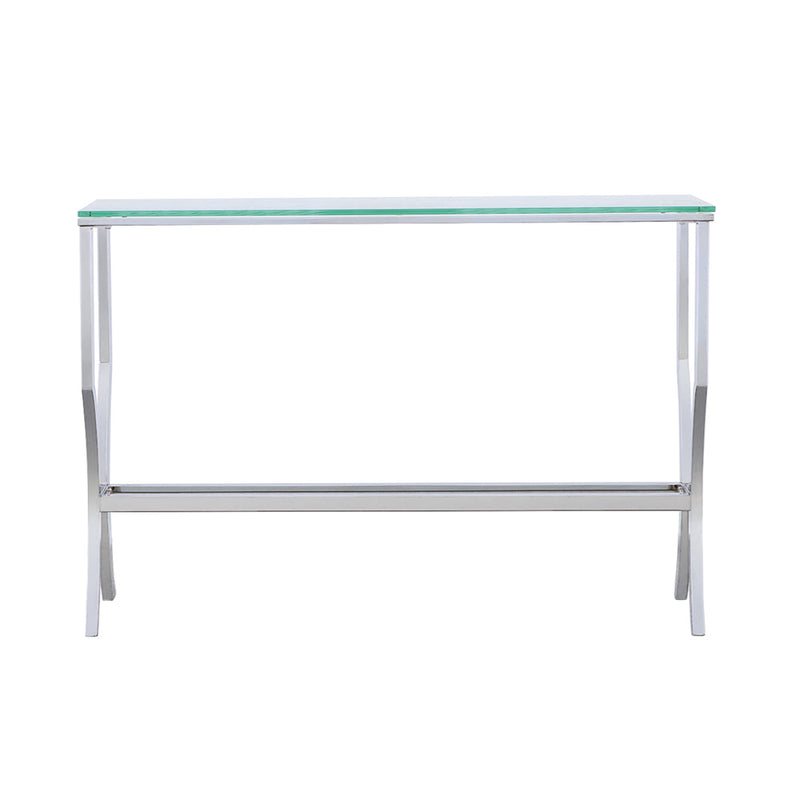 Mesa consola de entrada Saide rectangular con tapa de cristal cromada