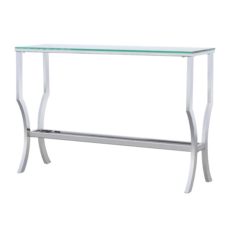 Mesa consola de entrada Saide rectangular con tapa de cristal cromada