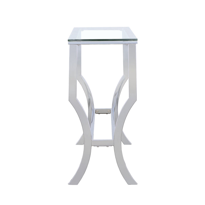 Mesa consola de entrada Saide rectangular con tapa de cristal cromada
