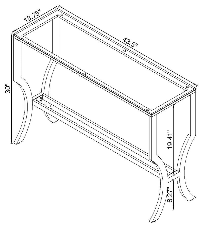 Mesa consola de entrada Saide rectangular con tapa de cristal cromada