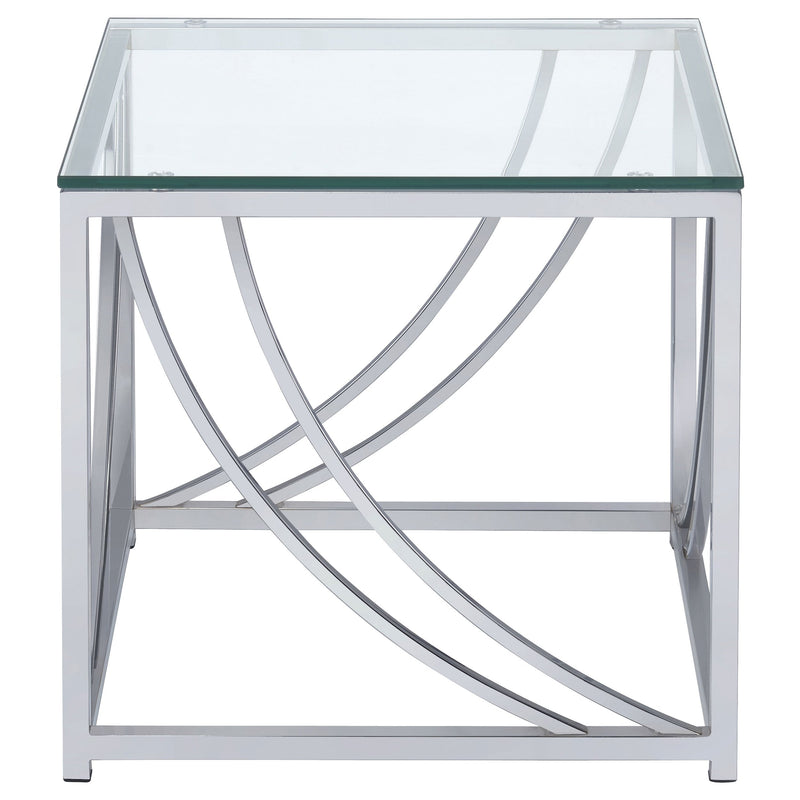 Mesa auxiliar/de centro Lille de cristal con cromo