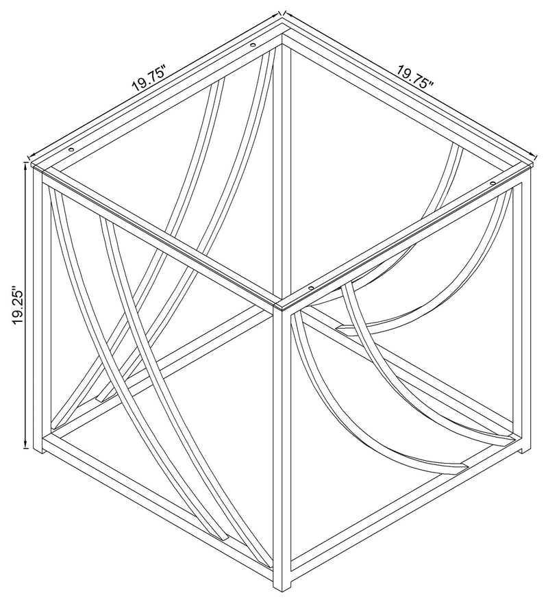 Mesa auxiliar/de centro Lille de cristal con cromo