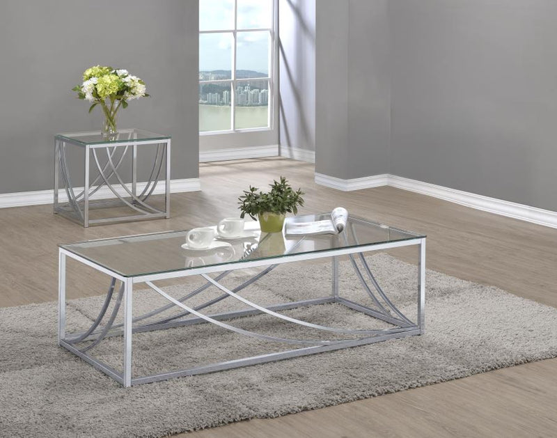 Lille Glass Top Coffee And End Table Set Chrome