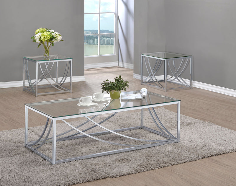 Lille Glass Top Coffee And End Table Set Chrome