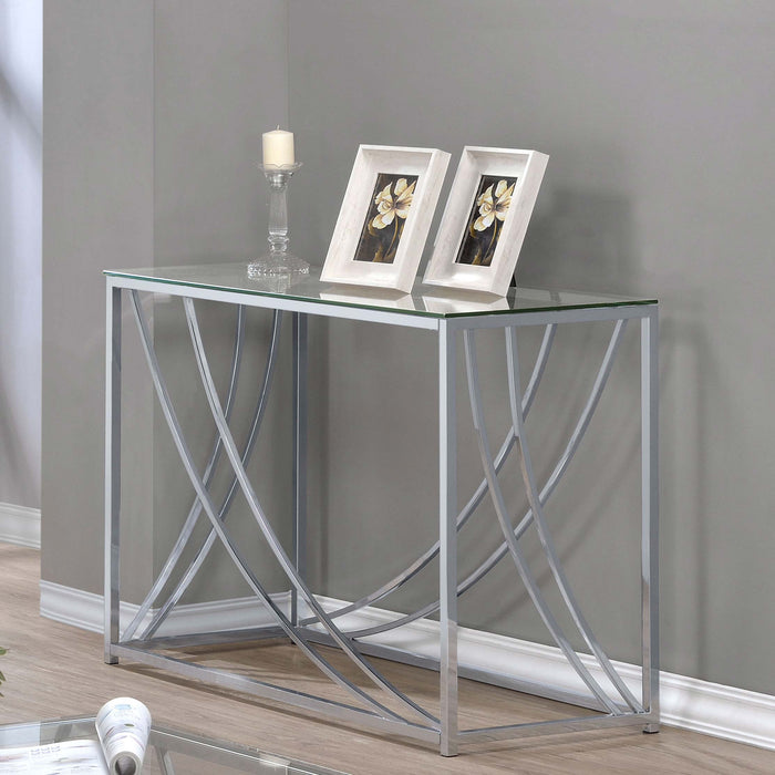 Lille Glass Top Rectangular Sofa Table Accents Chrome