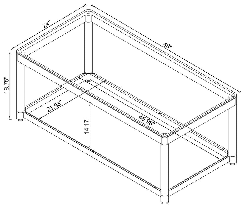 Anne Coffee Table with Lower Shelf Chrome and Clear