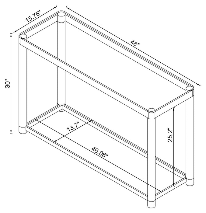 Anne Sofa Table with Lower Shelf Chrome and Clear