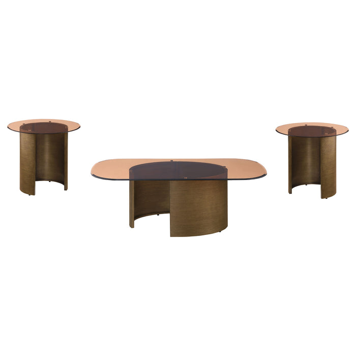 Morena  Coffee and End Table Set Brushed Bronze