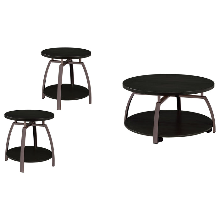 Dacre Round Coffee and End Table Set Dark Charcoal