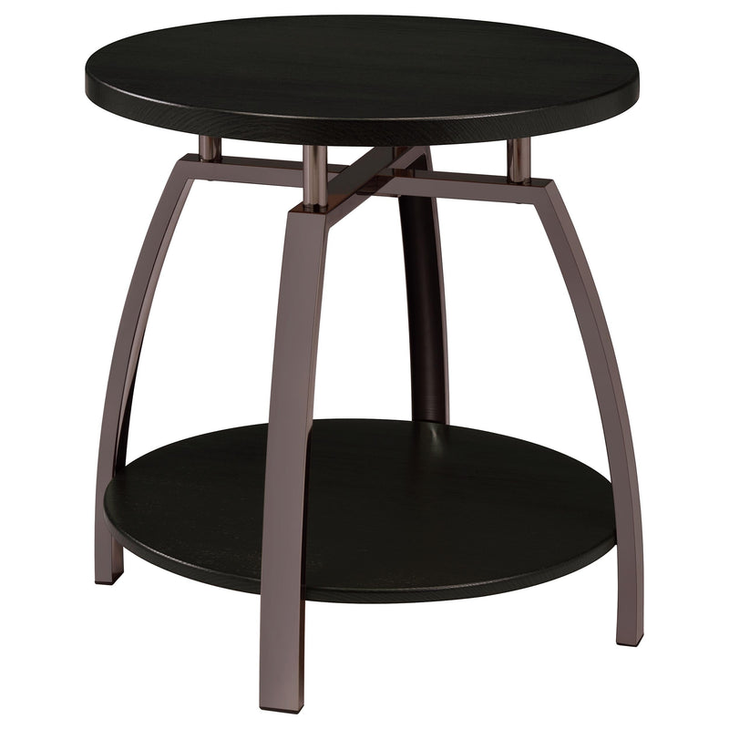 Dacre Round Coffee and End Table Set Dark Charcoal