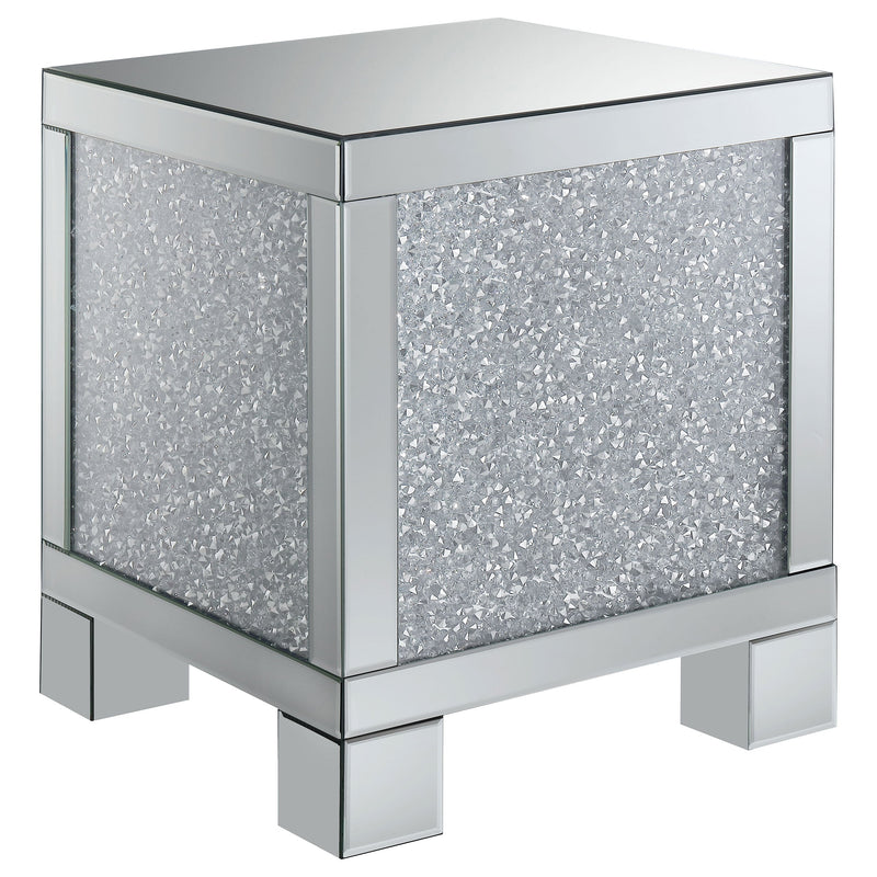 Mesa auxiliar rectangular de acrílico espejado plateado Gillian