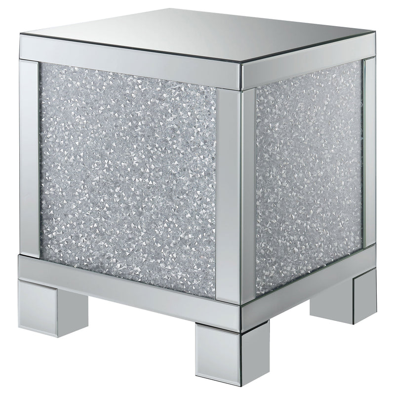 Mesa auxiliar rectangular de acrílico espejado plateado Gillian