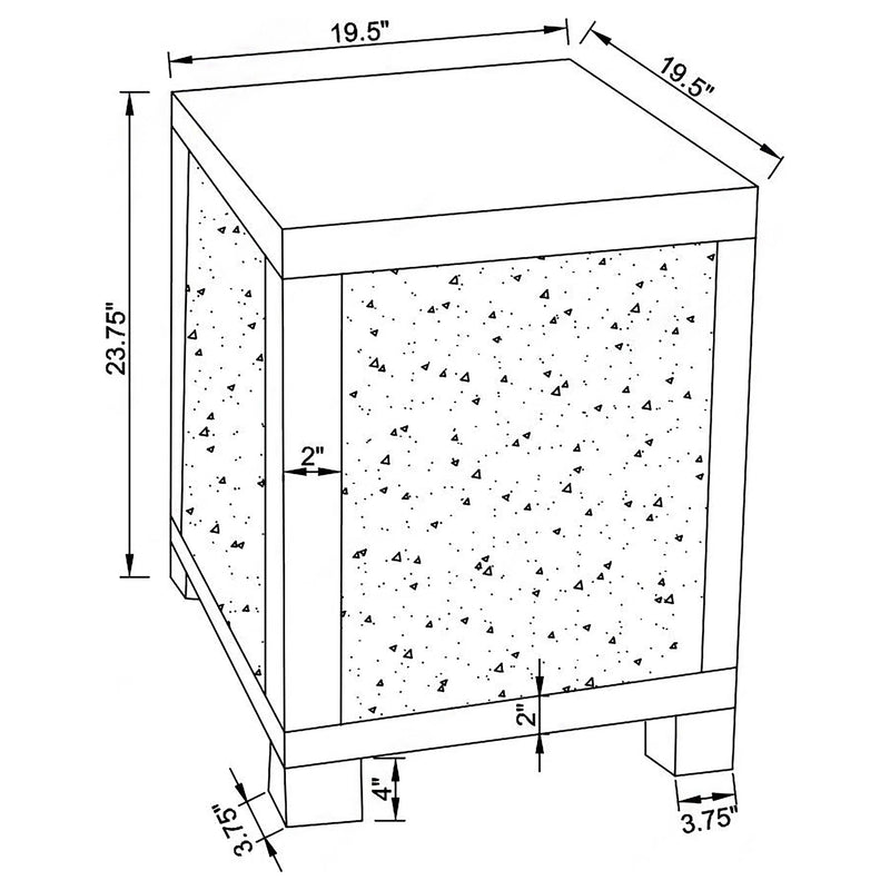 Mesa auxiliar rectangular de acrílico espejado plateado Gillian