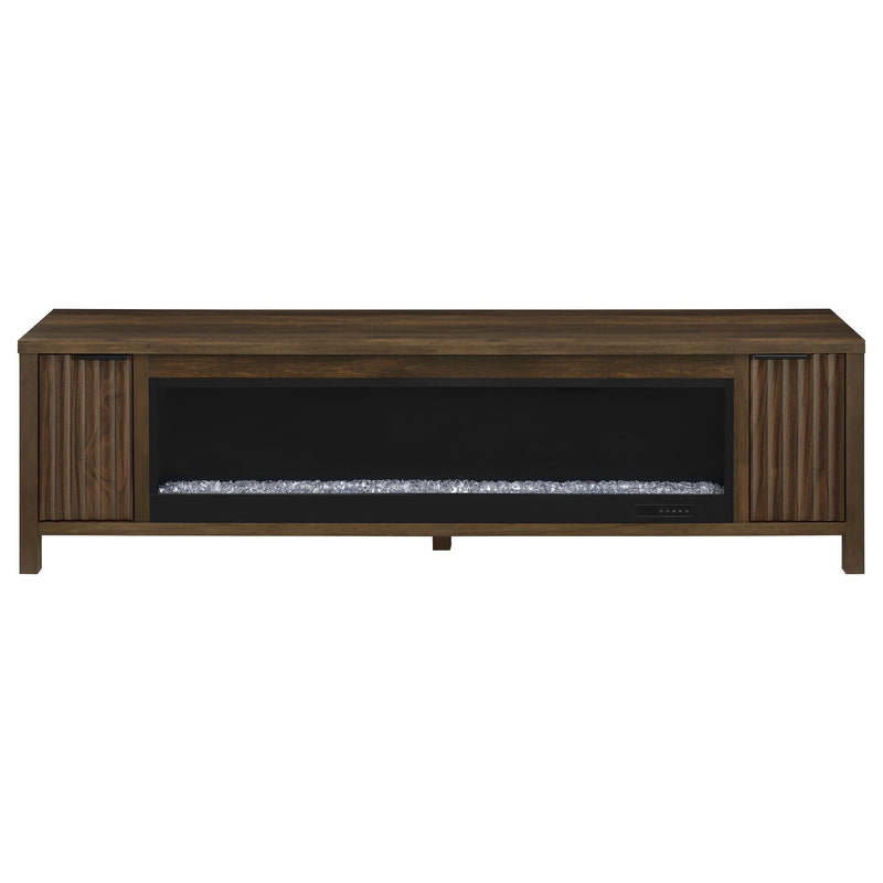 Carey 79-inch TV Stand Fireplace Media Console Dark Pine