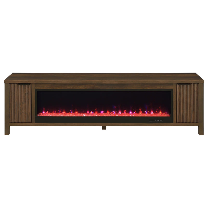 Carey 79-inch TV Stand Fireplace Media Console Dark Pine