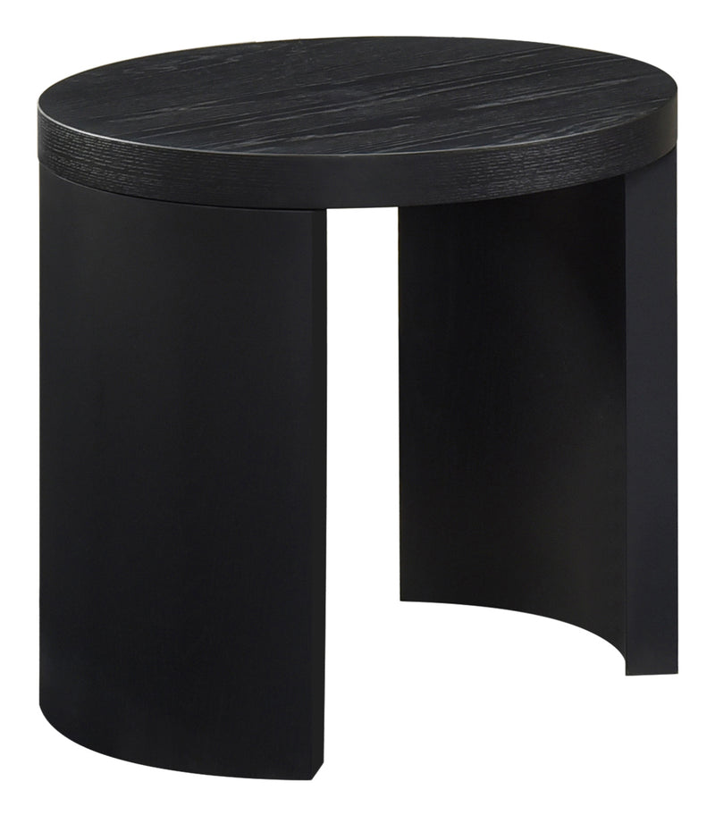 Mesa auxiliar Sweeney redonda de madera de 24 pulgadas, color negro