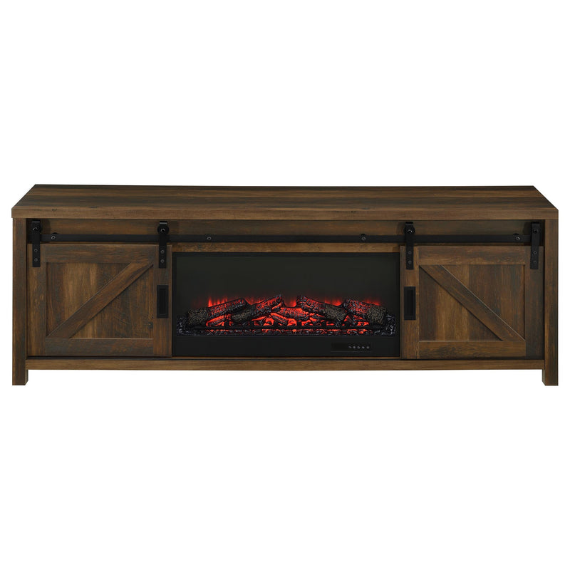 Enfield 71-inch TV Stand Fireplace Media Console Dark Pine