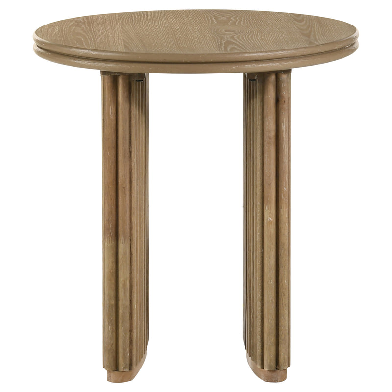 Juego de mesa de centro redonda de 3 piezas Adina, color marrón claro envejecido