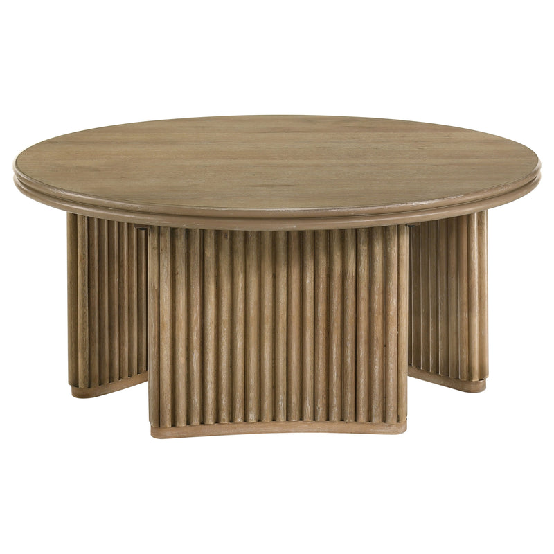 Juego de mesa de centro redonda de 3 piezas Adina, color marrón claro envejecido