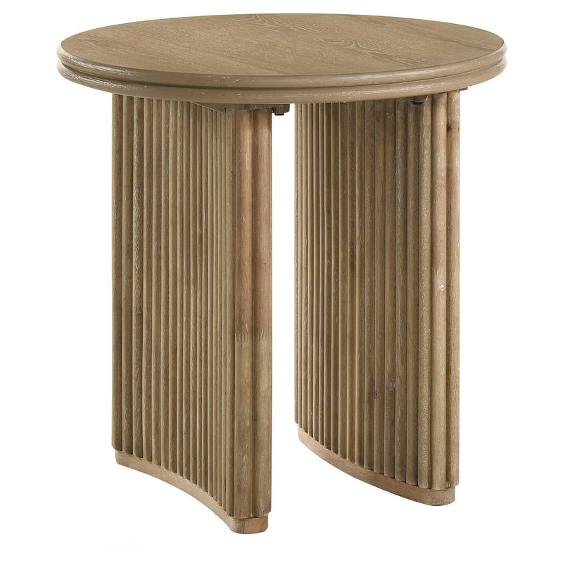 Juego de mesa de centro redonda de 3 piezas Adina, color marrón claro envejecido
