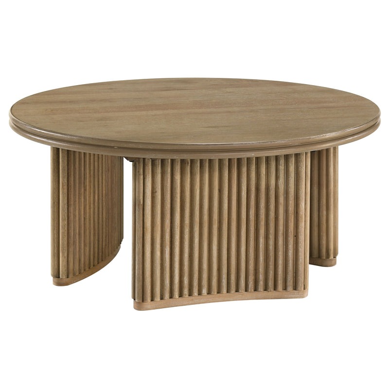 Juego de mesa de centro redonda de 3 piezas Adina, color marrón claro envejecido