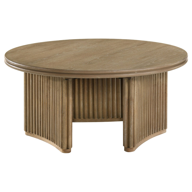 Juego de mesa de centro redonda de 3 piezas Adina, color marrón claro envejecido