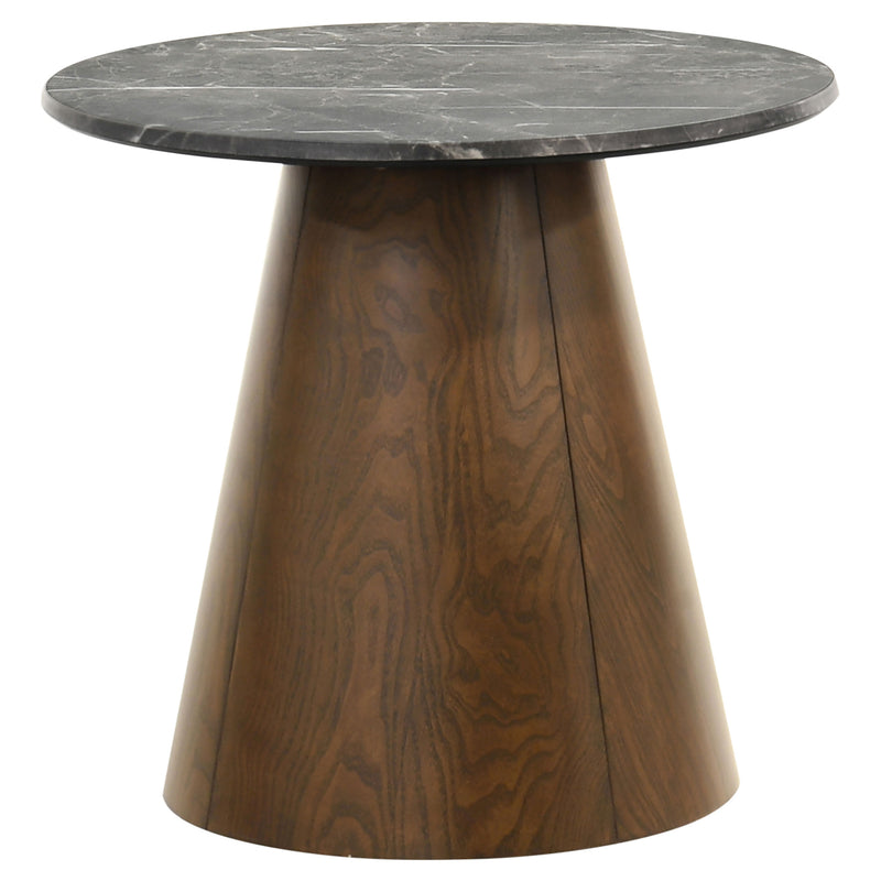 Mesa auxiliar redonda con pedestal de madera Franklin, marrón oscuro