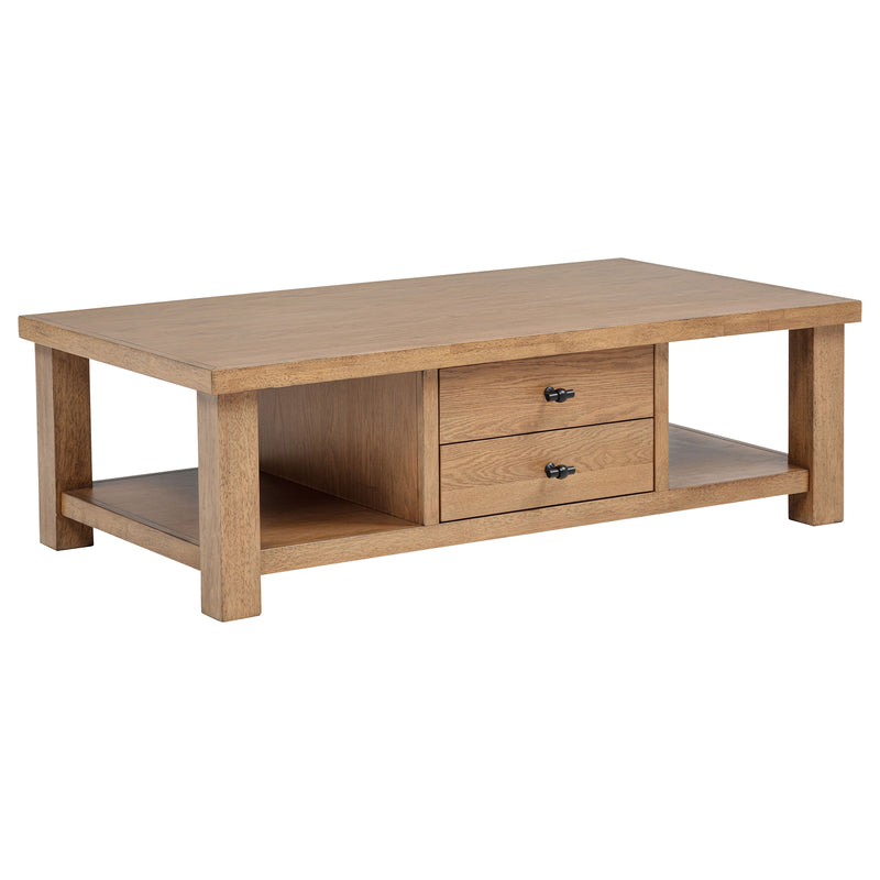 Mesa de centro de madera de 2 cajones Beasley, roble dorado