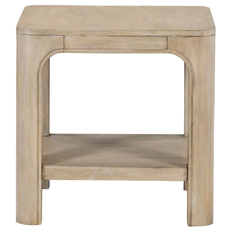Solano Square Wood Side End Table with Shelf