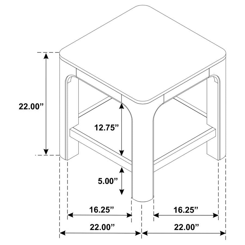Solano Square Wood Side End Table with Shelf