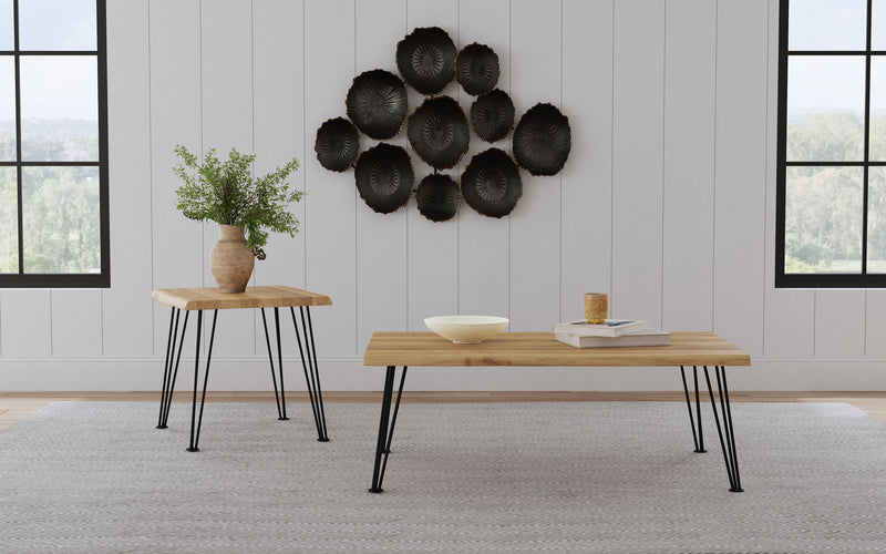 Zander Square Wood Top Coffee Table Natural Brown